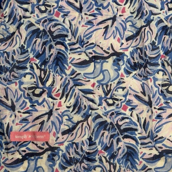 SIMPLY SOUTHERN Tropical Swimsuit Cover Up Kimono Small/Medium Blue Beach Resort - Picture 5 of 12